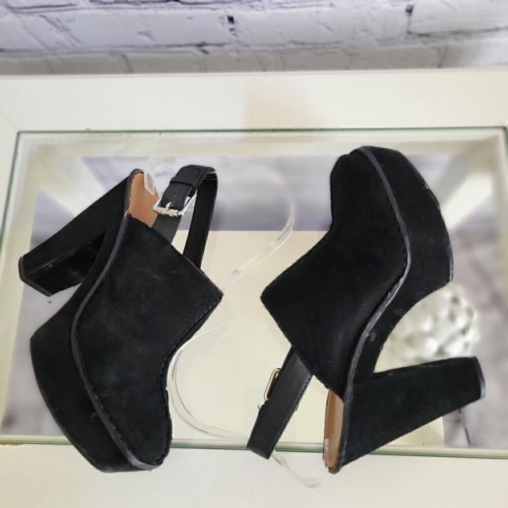 Michael Kors platform mules in black  suede SZ 6 M